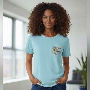 SO&SEWS 100% Cotton Teal Graphic Slim Fit One-Pocket Tee “FAITH”